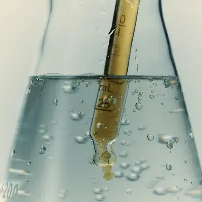Pipeta graduada sumergida en un matraz Erlenmeyer