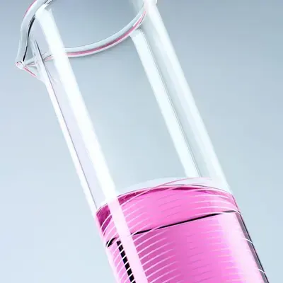 Probeta graduada con un líquido rosa